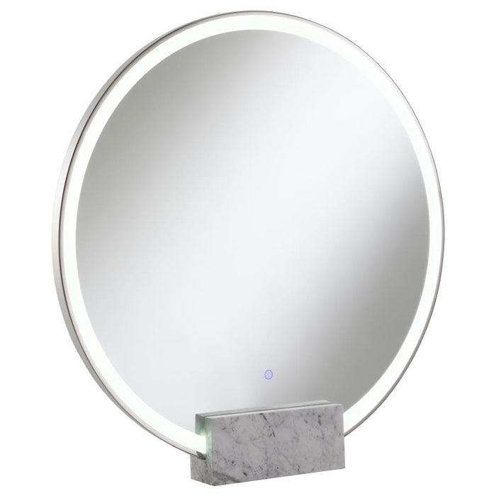 Jocelyn Round Table Top LED Vanity Mirror White Marble