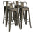 30 Inch Set of 4 Vintage Metal Bar Stool with Removable Middle Back