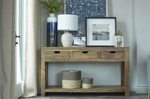 Esther 3-Drawer Storage Console Table Natural Sheesham