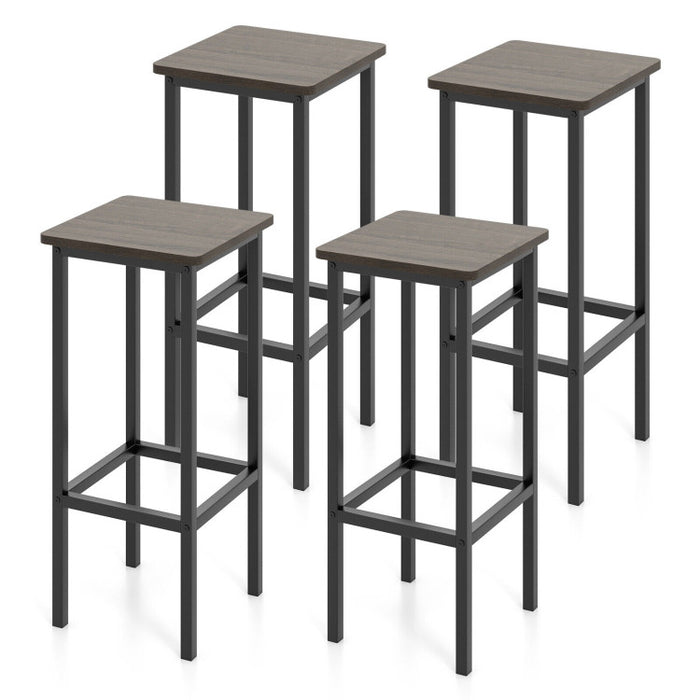 Set of 4 Bar Stool Set 26 Inch Bar Chair with Metal Legs and Footrest