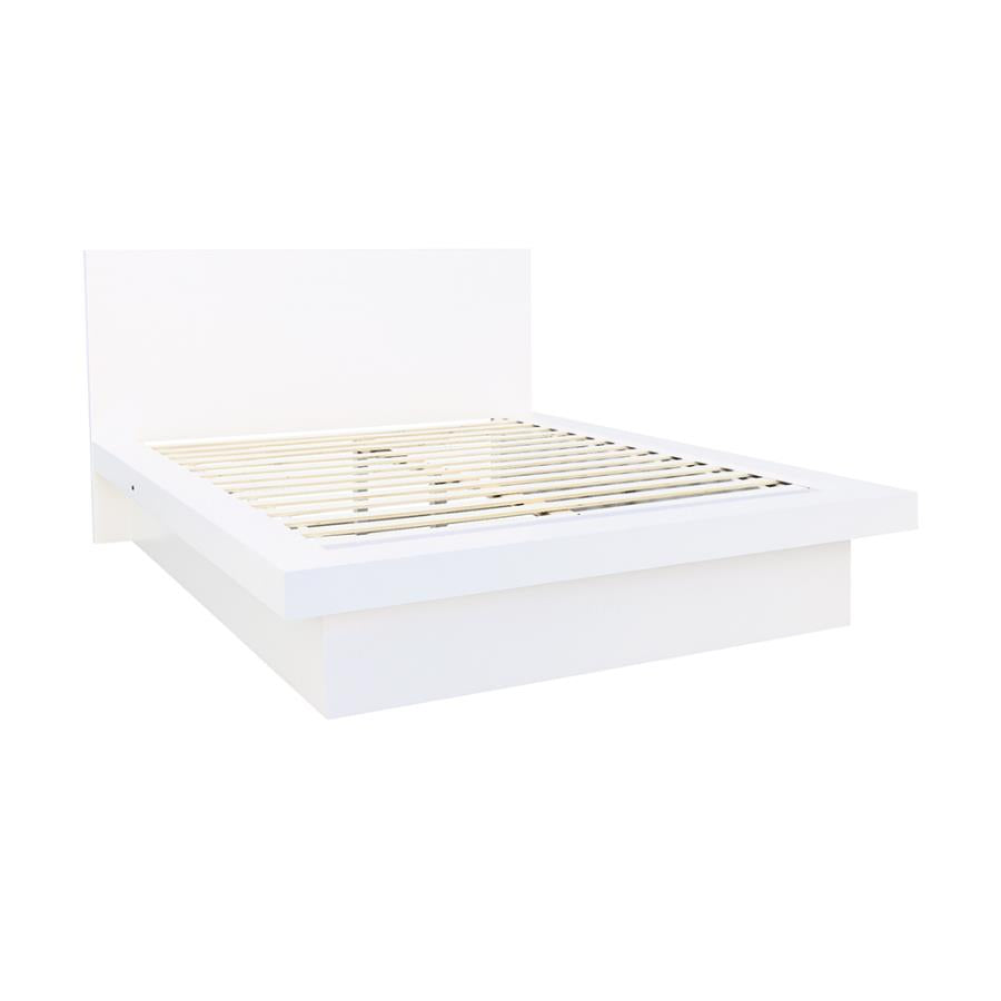 Jessica Platform Bed with Rail Seating White