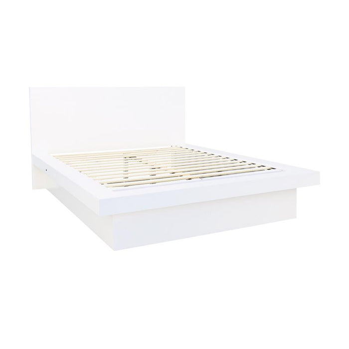 Jessica Platform Bed with Rail Seating White