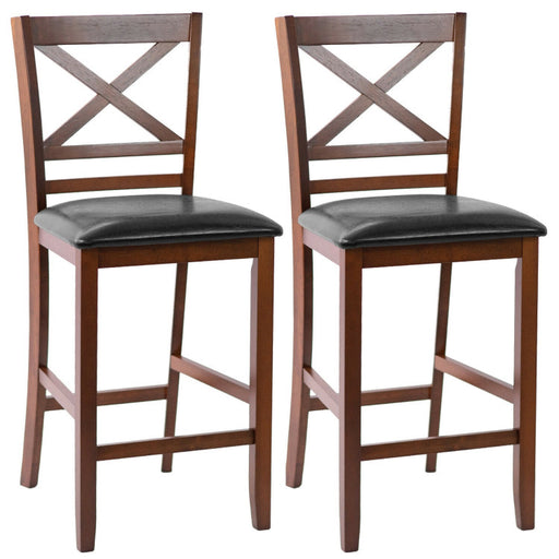 Set of 2 Bar Stools 25 Inch Counter Height Chairs