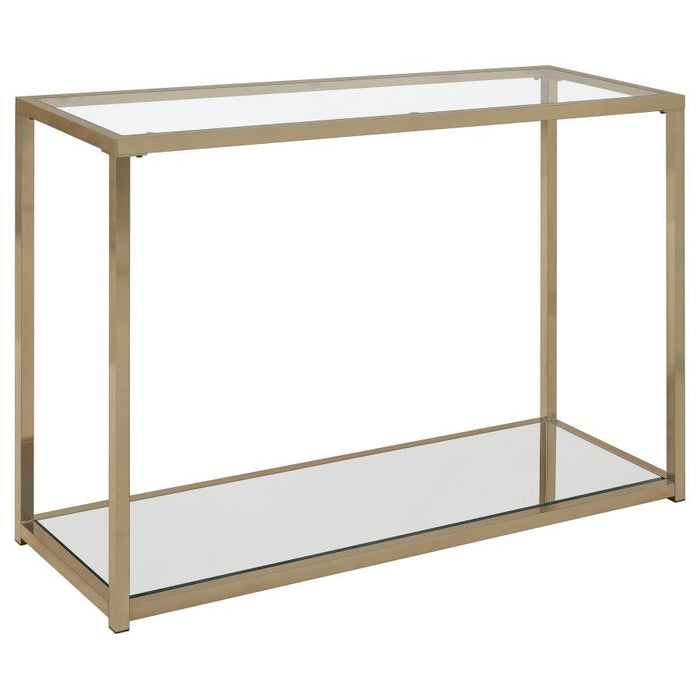 Cora Sofa Table With Mirror Shelf Chocolate Chrome