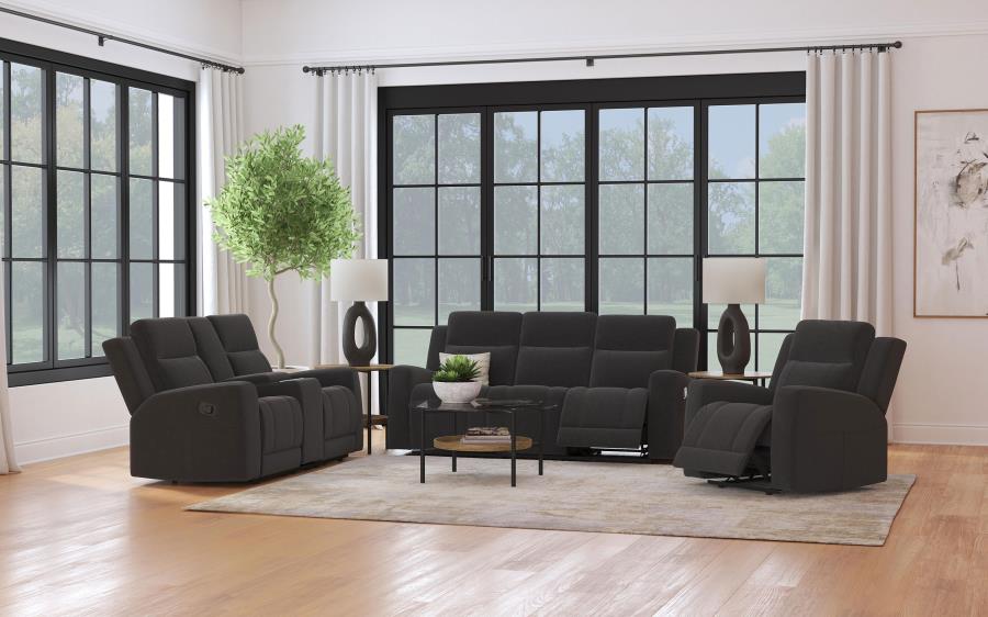 Brentwood 3-piece Upholstered Reclining Sofa Set Black