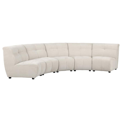 Charlotte 5-Piece Upholstered Curved Modular Sectional Sofa Ivory