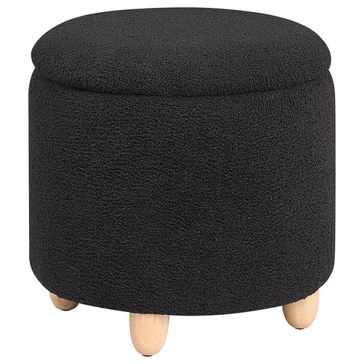 Valia Faux Sheepskin Upholstered Round Storage Ottoman