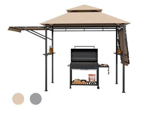 13.5 x 4 Feet Patio BBQ Grill Gazebo Canopy with Dual Side Awnings