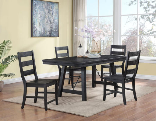 Newport 5-Piece Rectangular Trestle Table Dining Set Black