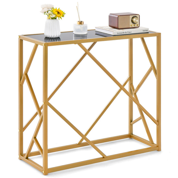 31.5 Inch Golden Heavy-duty Metal Frame Entryway Table with Foot Pads