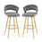 29 Inch Velvet Bar Stool Set of 2 with Woven Backrest and Gold Metal Legs