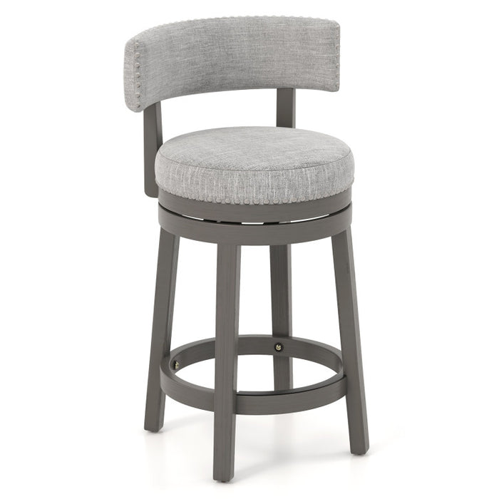 27/31 Inch Swivel Bar Stool with Upholstered Back Seat and Footrest