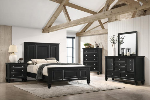 Sandy Beach Bedroom Set with High Headboard Black