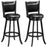 2 Pieces 29 Inch Wooden Swivel Height Bar Stool with PVC Cushioned Seat