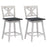 Set of 2 24 Inch Swivel Counter Height Bar Stools with Solid Wood Legs