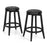 360° Swivel Upholstered Rubberwood Frame Bar Stool Set of 2 with Footrest