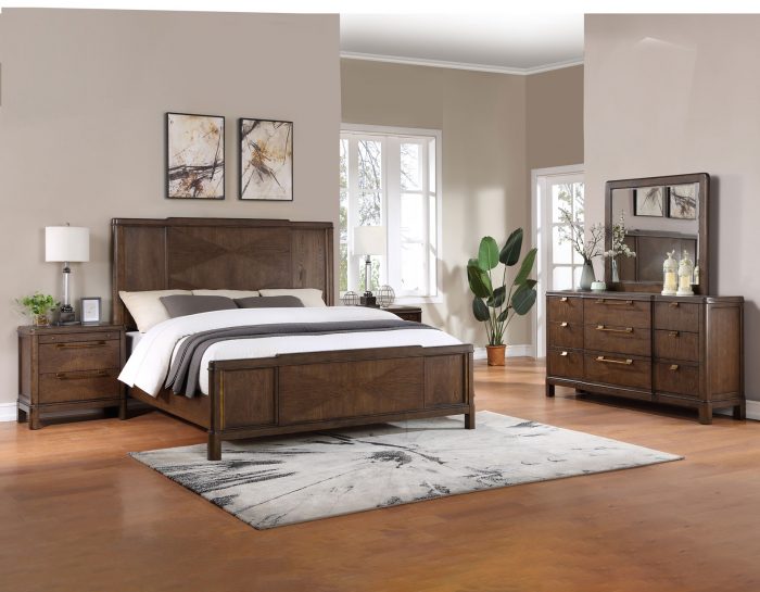 Milan 4-Piece King Bedroom Set (King Bed, Nightstand, Dresser/Mirror)