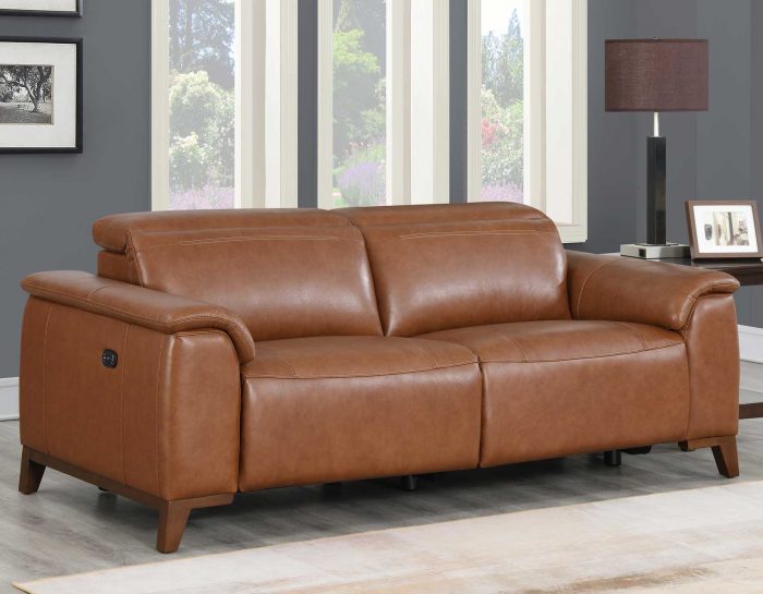 Bergamo Dual-Power Leather Reclining Sofa