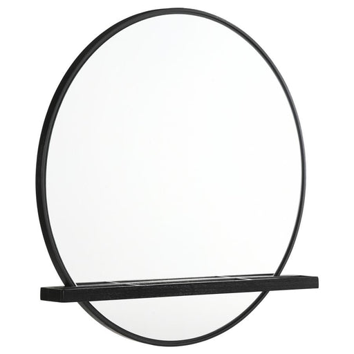 Arini Round Dresser Mirror With Shelf Black