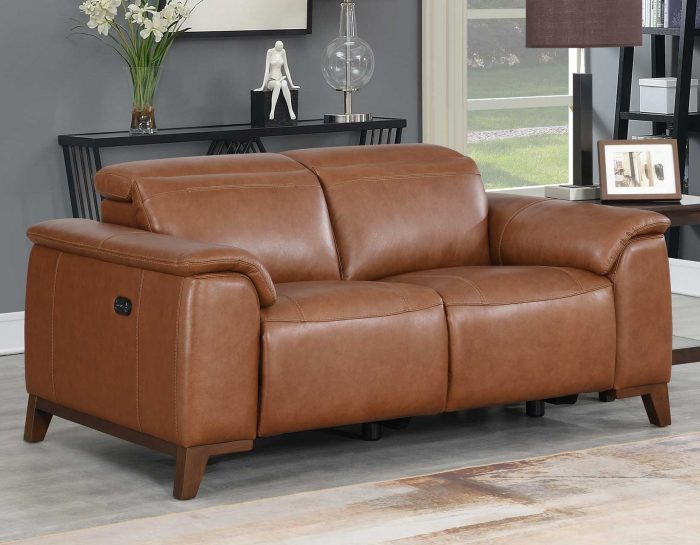 Bergamo Dual-Power Leather Reclining Loveseat