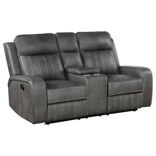 Raelynn Upholstered Motion Reclining Loveseat Grey