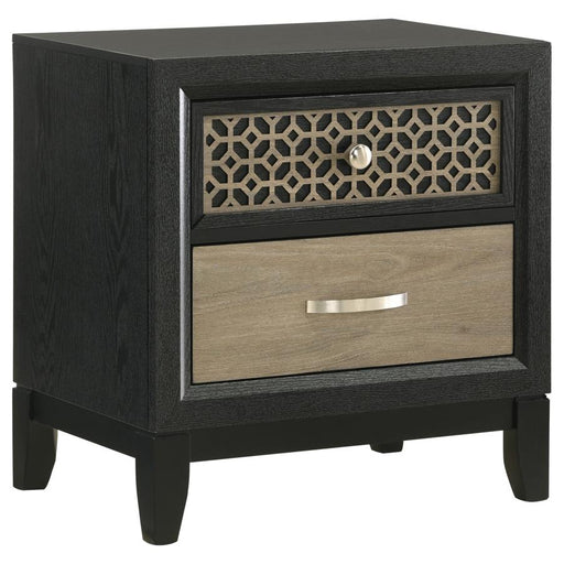 Valencia 2-Drawer Nightstand Light Brown And Black