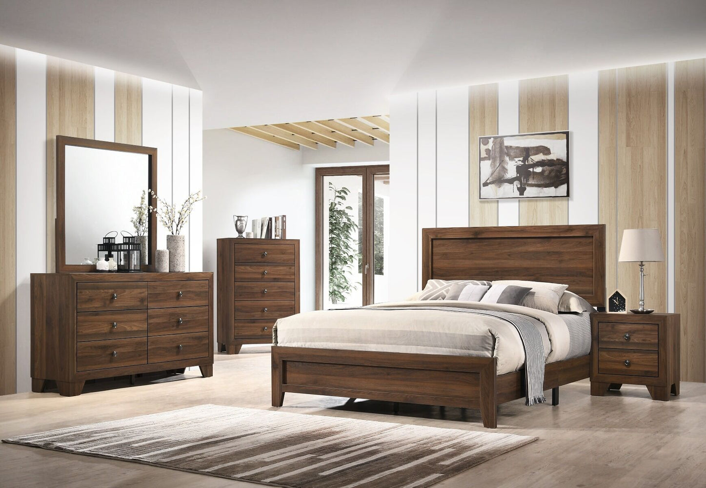 Millie Brown Cherry 5 Piece Bedroom Set