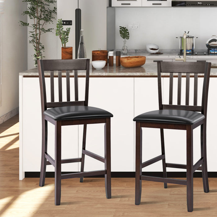 25 Inches Set of 2 Bar Stools with Rubber Wood Legs