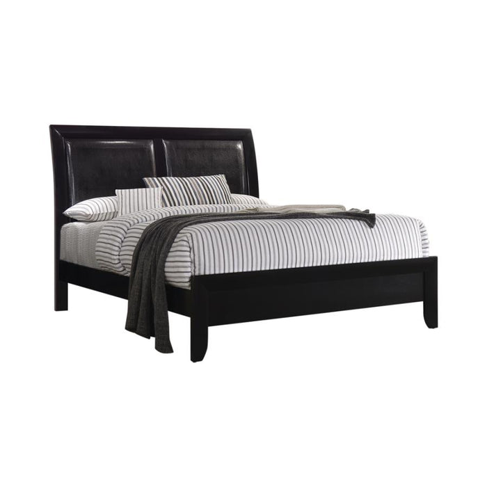 Briana Upholstered Panel Bed Black