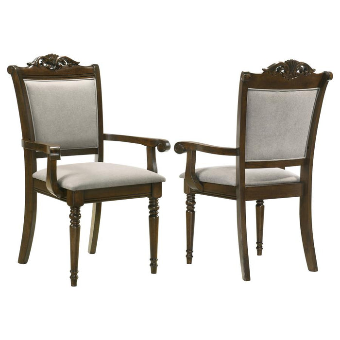 Willowbrook Upholstered Dining Armchair Grey And Chestnut (Set Of 2)