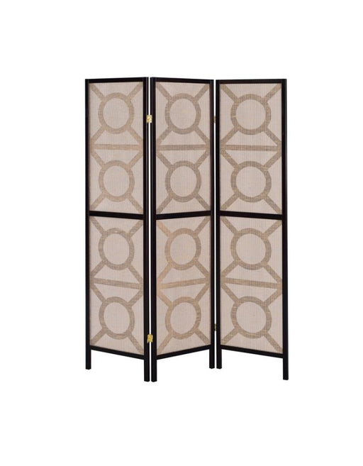 Vulcan 3-Panel Geometric Folding Screen Tan And Cappuccino