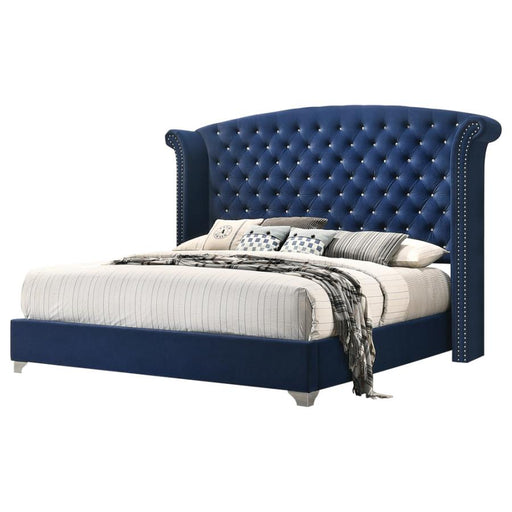 Melody Wingback Upholstered Bed Pacific Blue