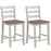 Set of 2 Counter Bar Stool with Inclined Backrest and Footrest