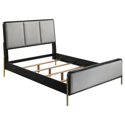 Arini Queen Bed With Upholstered Headboard Black And Grey