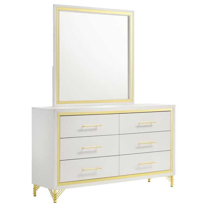 Lucia 6-Drawer Bedroom Dresser With Mirror White