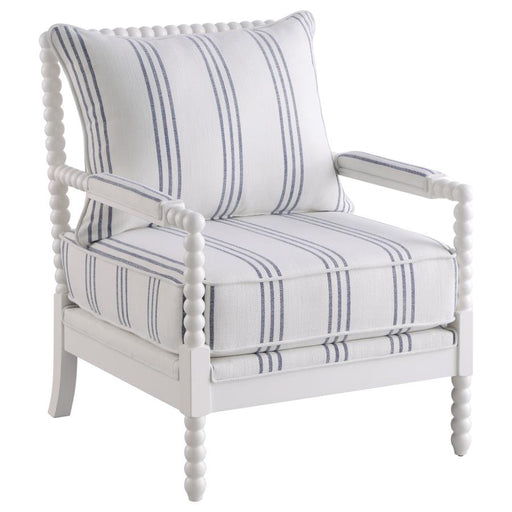 Blanchett Upholstered Accent Chair with Spindle Accent White and Navy