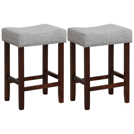 Set of 2 24 Inch Bar Stool with Curved Seat Cushions