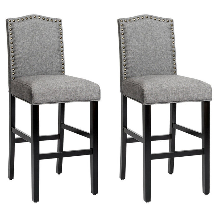 Set of 2 Counter Height Dining Side Barstools with Thick Cushion