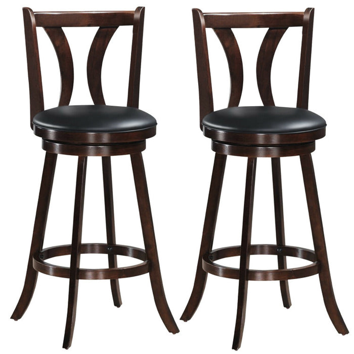 24/29.5 Inch Set of 2 Swivel Bar Stools Bar Height Chairs with Rubber Wood Legs