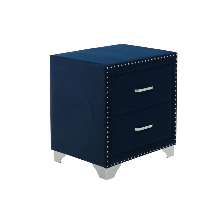 Melody 2-drawer Upholstered Nightstand Pacific Blue