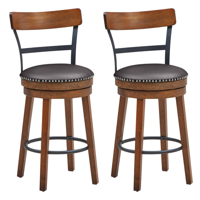 Set of 2 Swivel Counter Height Bar Stools