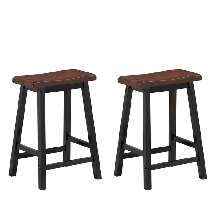 24 Inch Set of 2 Wood Counter Height Seat Stools for Kitchen Dining and Pub