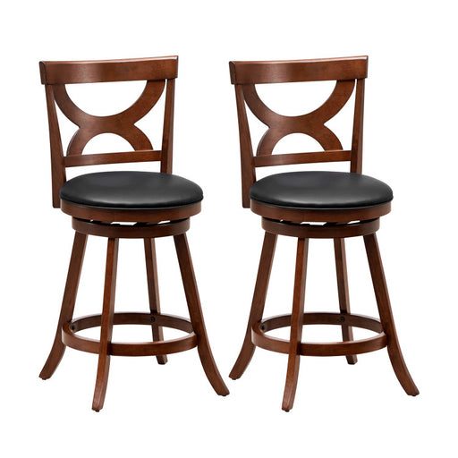 Swivel Bar Stools Set of 2 with Soft Cushion and Elegant Hollow Backrest