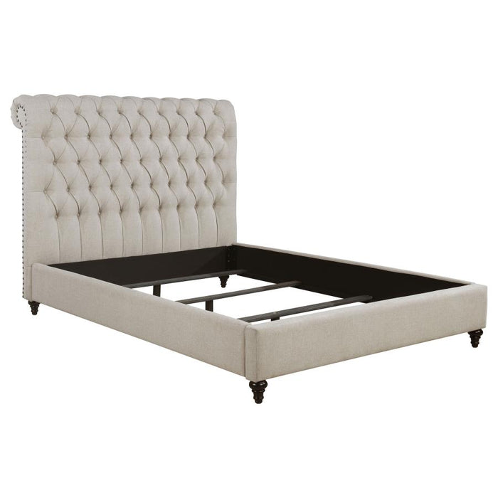 Devon Tufted Upholstered Bed Beige