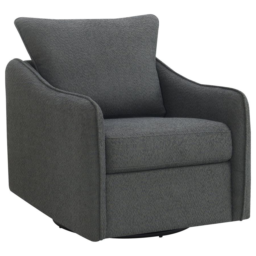 Madia Boucle Upholstered Swivel Glider Chair Charcoal Grey