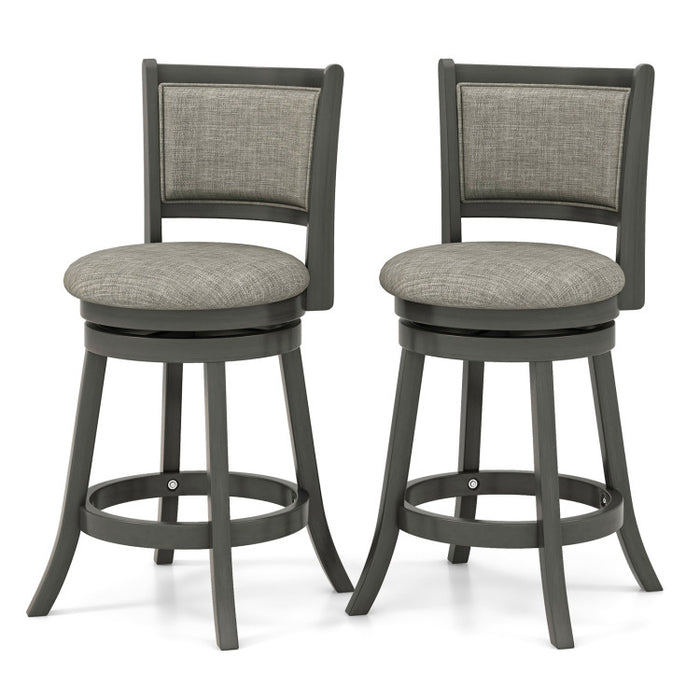 Swivel Bar Stools Set of 2 with Soft-padded Back and Seat