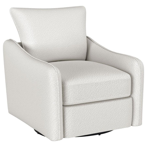 Madia Upholstered Slope Arm Swivel Club Chair Vanilla