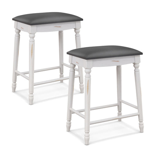 24/29 Inch Bar Stool Set of 2 with Padded Seat Cushions and Wood Legs