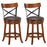 Set of 2 Bar Stools 360-Degree Swivel Dining Bar Chairs with Rubber Wood Legs