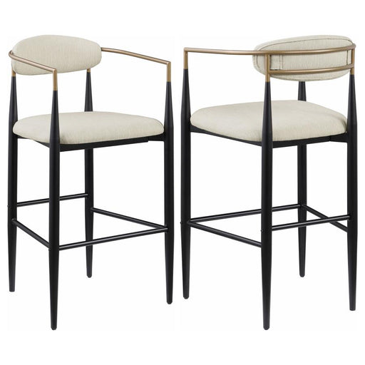 Tina Metal Pub Height Bar Stool with Upholstered Back and Seat set of 2